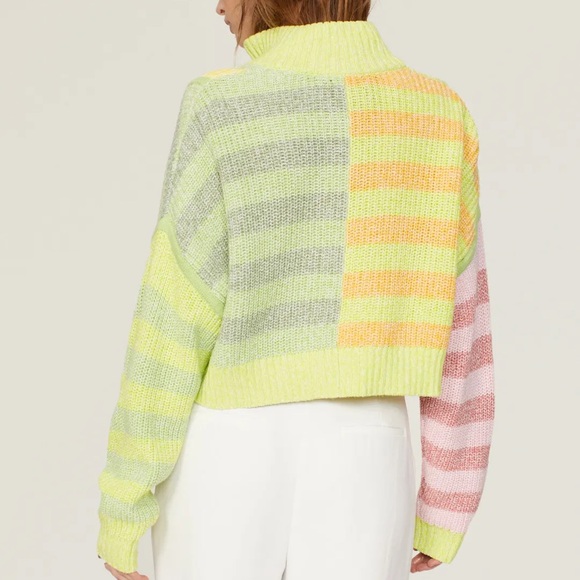 STAUD Hampton cropped striped ribbed cotton-blend sweater XL - Picture 3 of 4